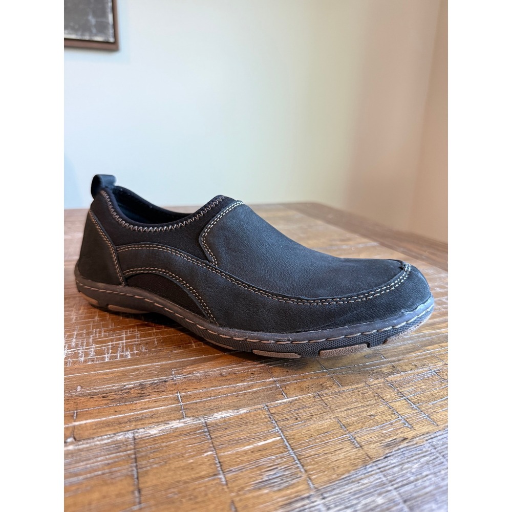 BOC Born Concept Womens Black Leather Slip On Loafers CIF 8.5M 8.5 Walking Comfy